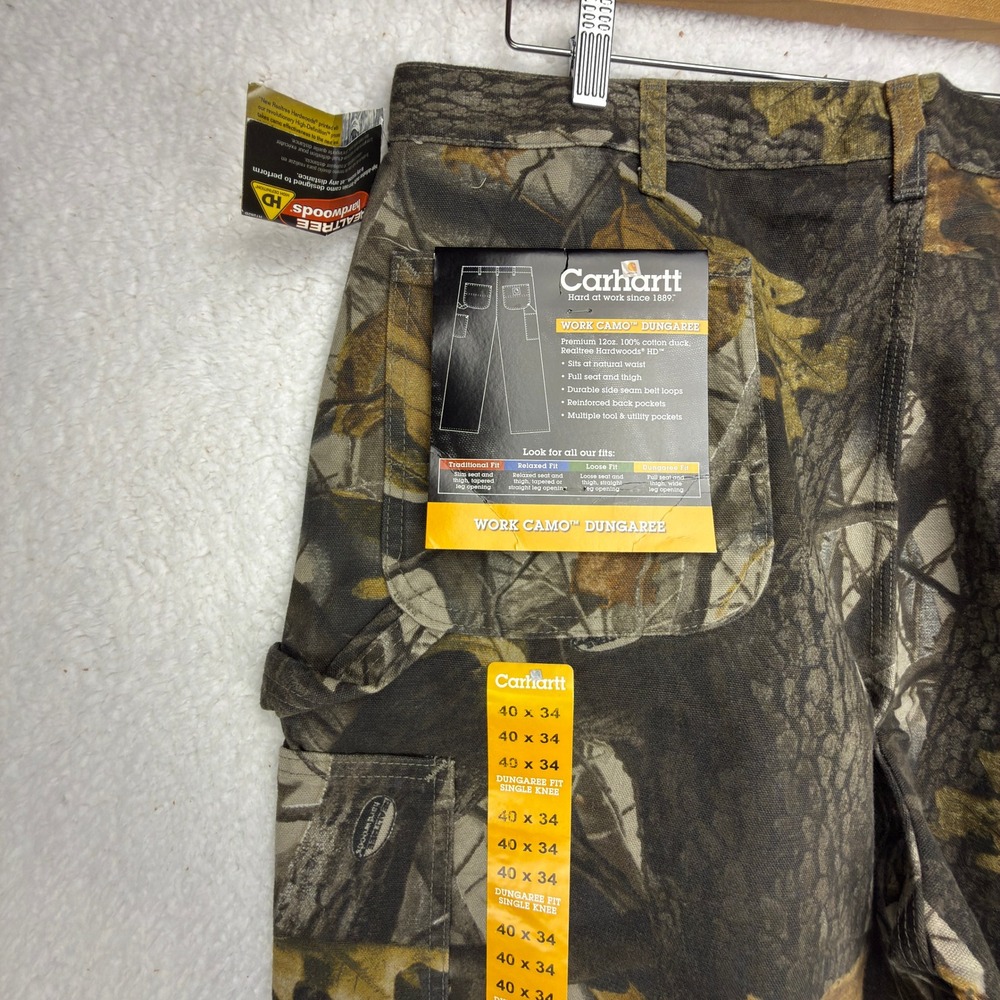 Carhartt Work Camo Dungaree Fit Pants Mens 40x34 B158 CMO Camo NWT Hardwoods